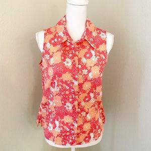 Talbots Women’s Floral Print Button Down Top Size Small Petite